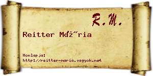 Reitter Mária névjegykártya